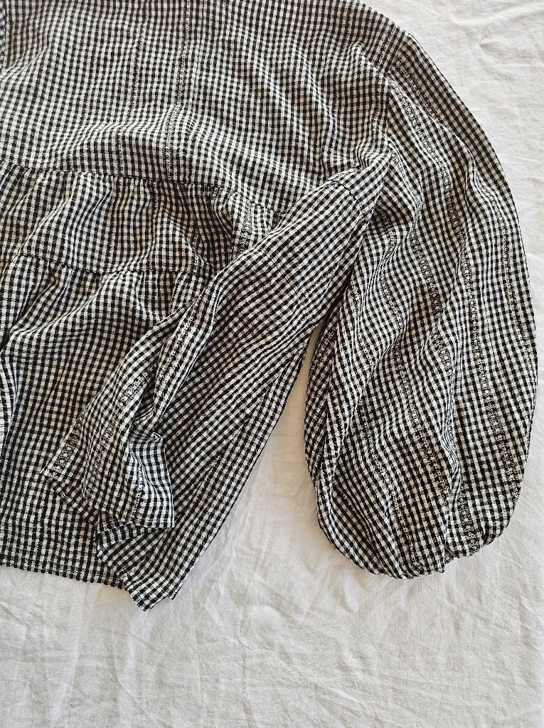 Max Studio Black & White Gingham Peasant Blouse Size Xl — image 7 of 7
